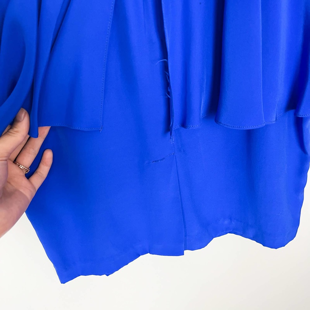 Amanda Uprichard Royal Blue Peplum Sleeveless Silk Mini Dress Size Small - Picture 9 of 12